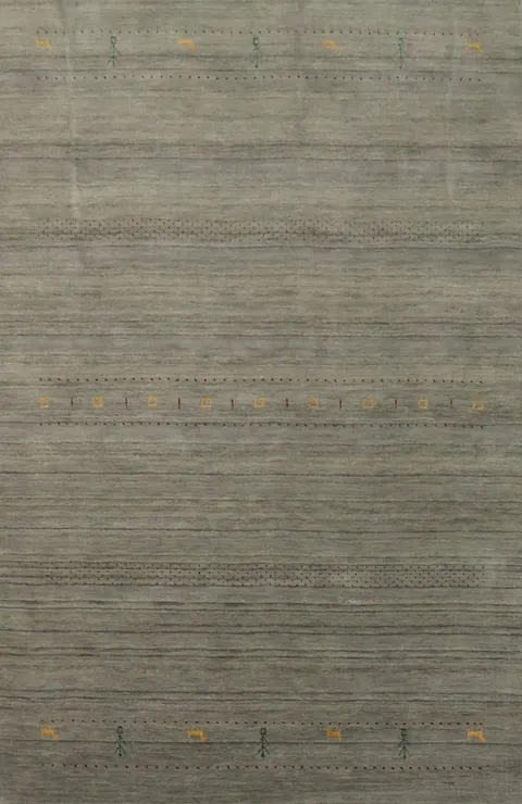 Gray & Brown Striped Gabbeh Indian Area Rug 5x8