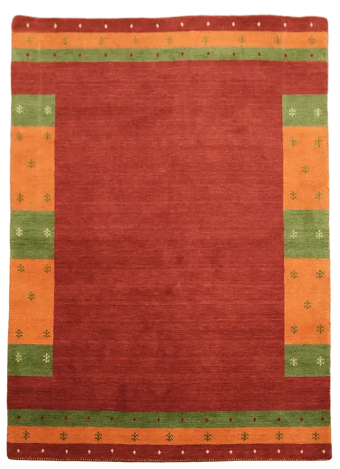 Colorful Geometric Border Gabbeh Rug for Vibrant Living Spaces 6'x8'