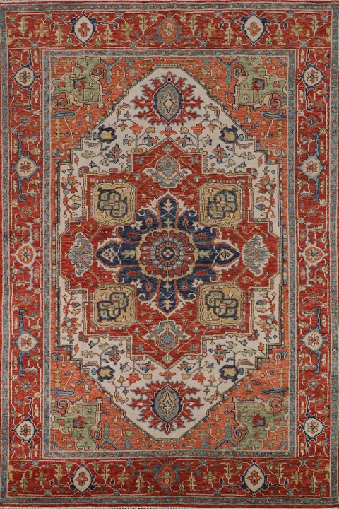 Orange & Ivory Heriz Serapi Indian Area Rug 9x12