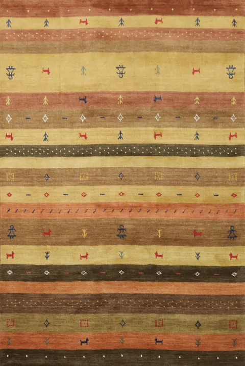 Striped Wool Gabbeh Indian Area Rug 5x8