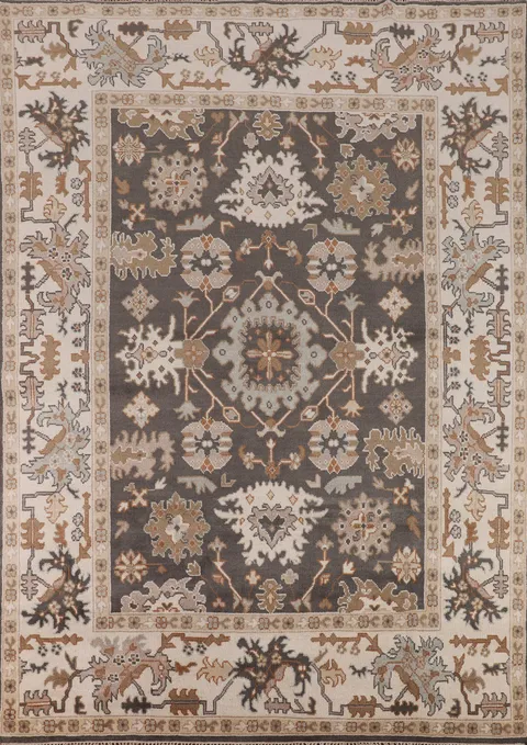 All-Over Floral Wool Oushak Indian Area Rug 8x10