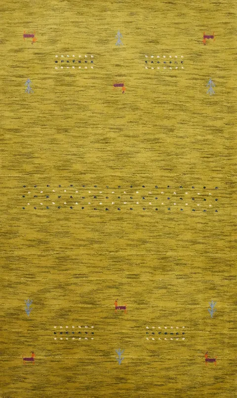 Lime Green Wool Gabbeh Indian Accent Rug 3x5
