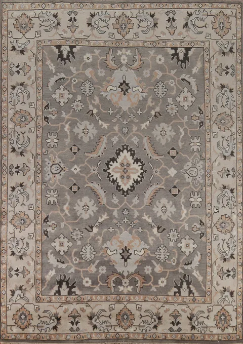 Handmade Gray Wool Oushak Indian Area Rug 9x12