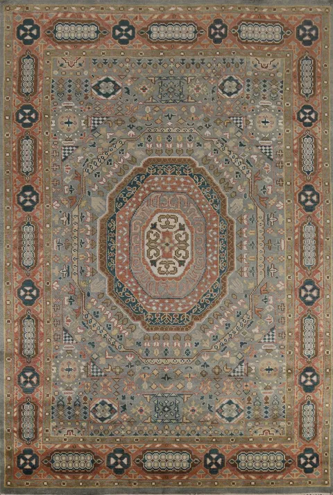Handmade Gray Khotan Indian Area Rug 8x12