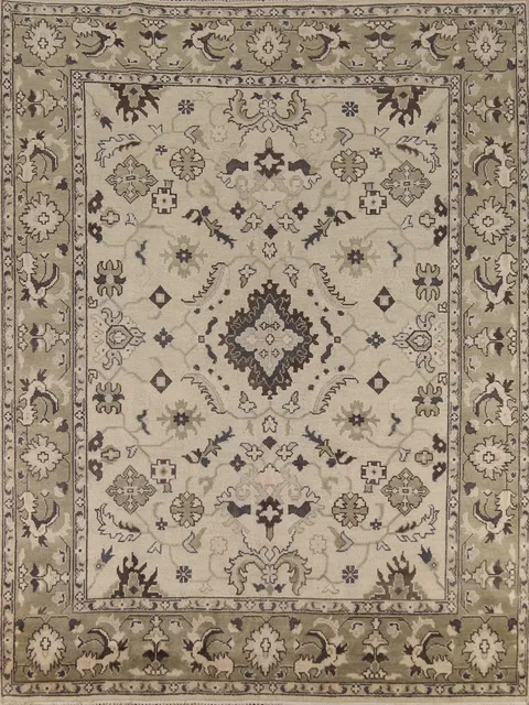 Earth Tone Wool Oushak Indian Area Rug 8x10