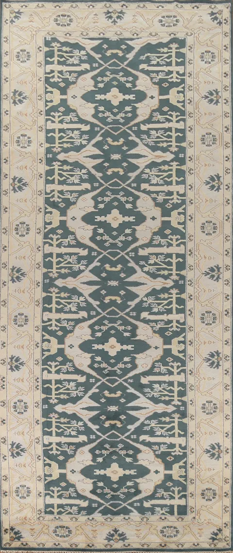 Handmade Green Oushak Indian Runner Rug 6x18