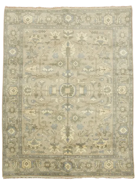 Traditional Pattern Taupe Beige Oushak Indian Living Room Rug 9x12