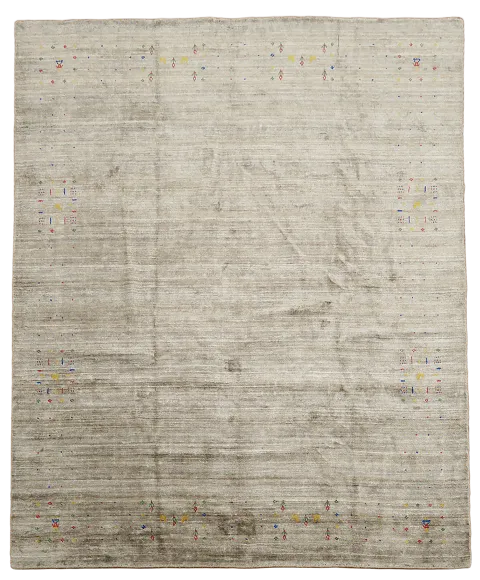 Elegant Neutral Toned Beige Tan Gabbeh Rug with Subtle Colorful Accents 8x10