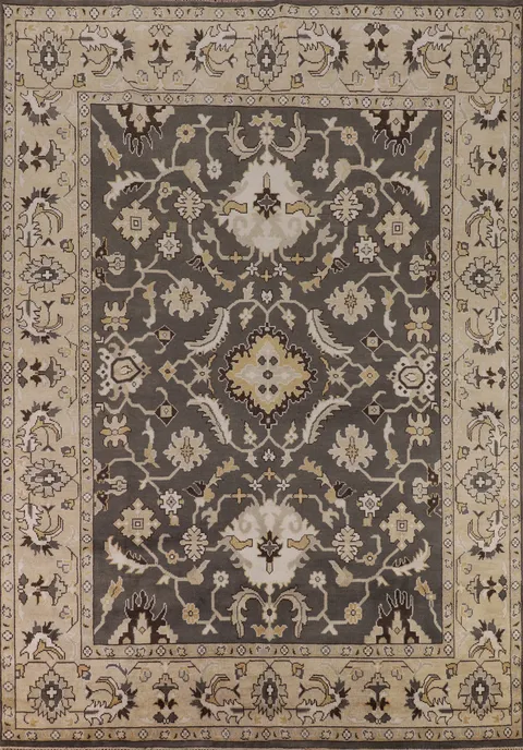 All-Over Floral Gray Oushak Oriental Area Rug 9x12