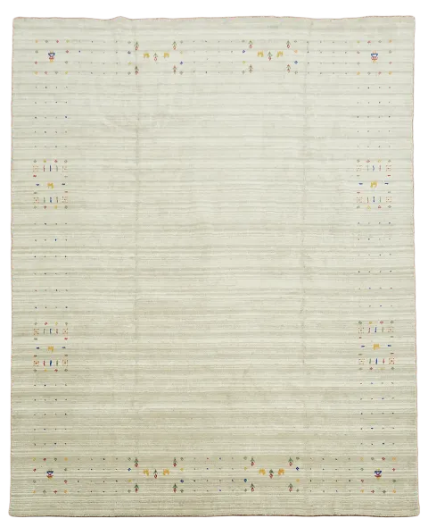Elegant Ivory Gabbeh Rug with Subtle Geometric Pattern Accents 8x10