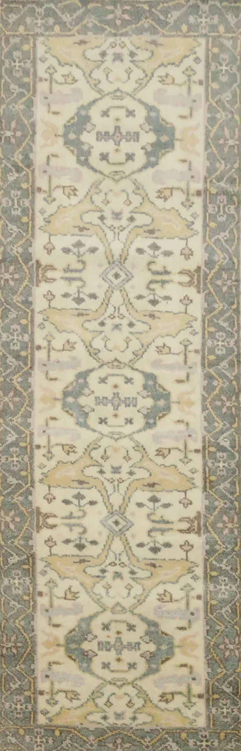 Earth Tone Wool Oushak Oriental Runner Rug 3x8
