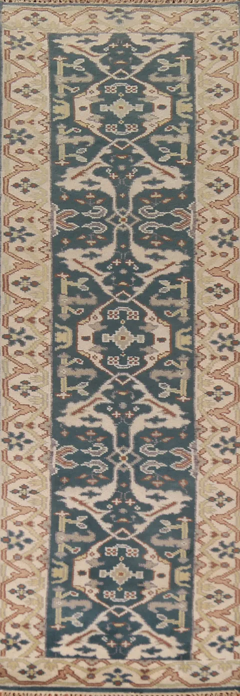 Handmade Oushak Wool Runner Rug 2x10