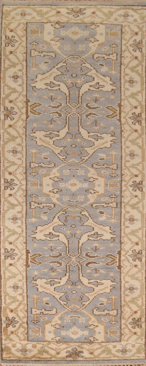 Gray Wool Oushak Oriental Runner Rug 3x8