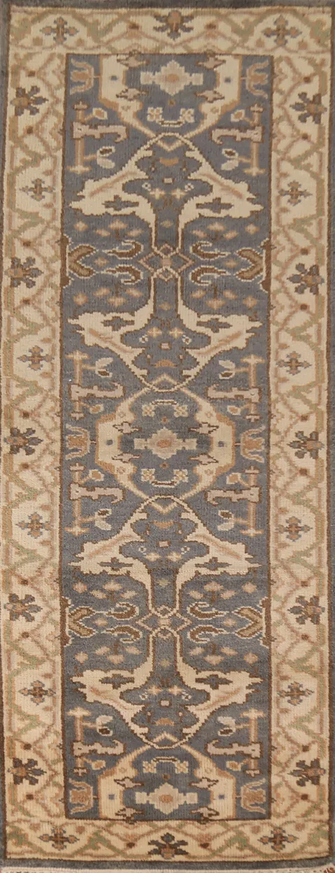 Handmade All-Over Oushak Indian Runner Rug 3x8
