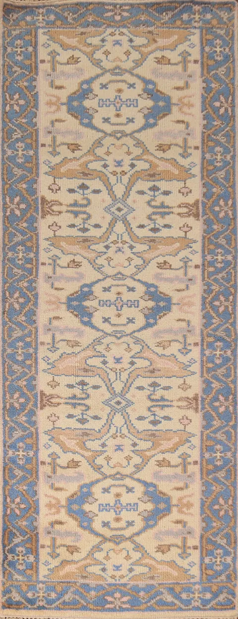 Earth Tone Wool Oushak Oriental Runner Rug 3x8