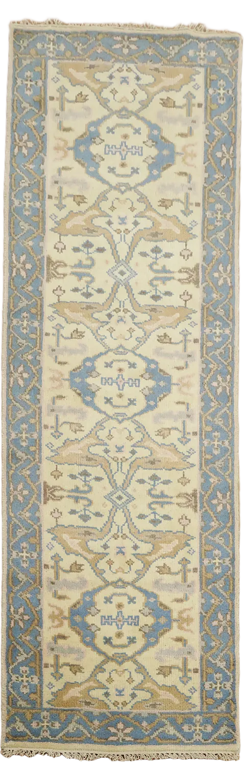 Earth Tone Wool Oushak Oriental Runner Rug 3x8