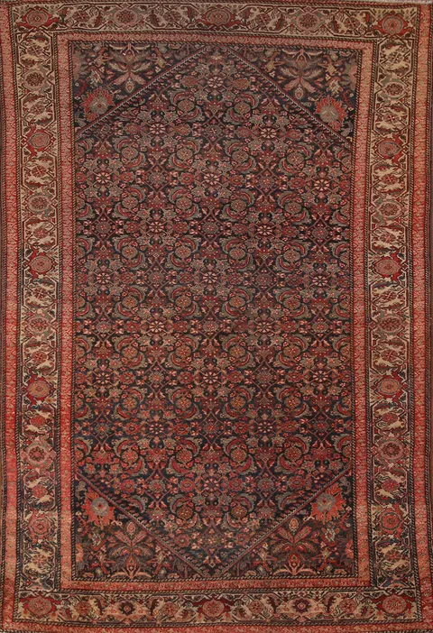 Pre-1900 Antique Vegetable Dye Senneh Persian Rug 4x6
