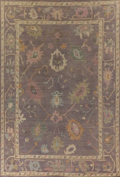 All-Over Gray Oushak Vegetable Dye Large Rug 10x14