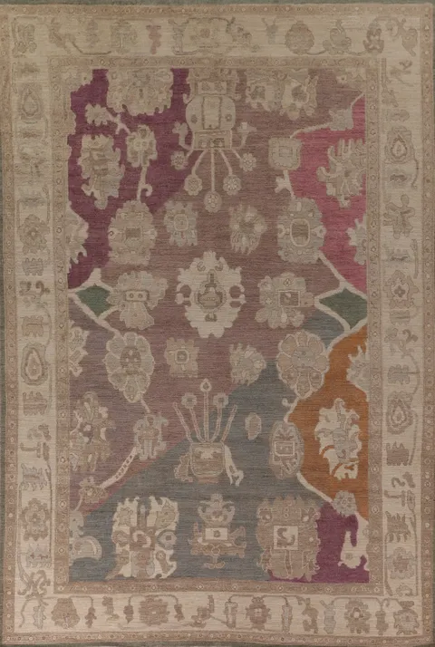 All-Over Floral Oushak Vegetable Dye Area Rug 9x12