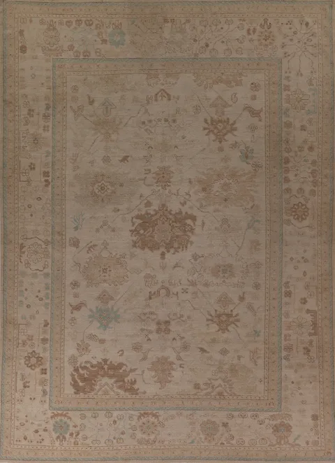Earth Tone Wool Oushak Vegetable Dye Area Rug 8x11