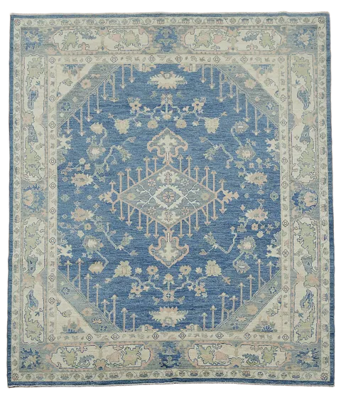 Blue Vegetable Dye Oushak Living Room Area Rug 8x10