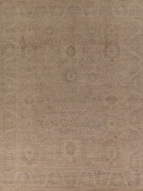 Earth Tone Vegetable Dye Oushak Wool Area Rug 8x10