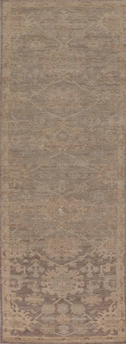 Vegetable Dye Oushak Turkish Runner Rug 3x10