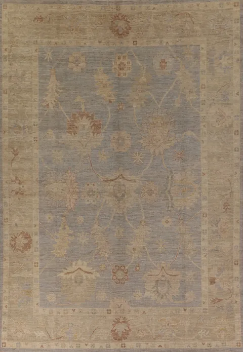 All-Over Vegetable Dye Oushak Turkish Area Rug 9x12
