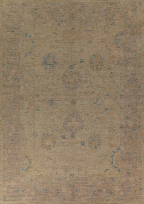 Vegetable Dye Oushak Turkish Area Rug 10x12