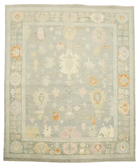 Handmade Floral Oushak Vegetable Dye Area Rug 8x10
