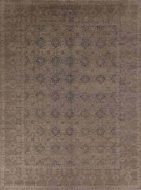 All-Over Geometric Oushak Vegetable Dye Area Rug 8x10