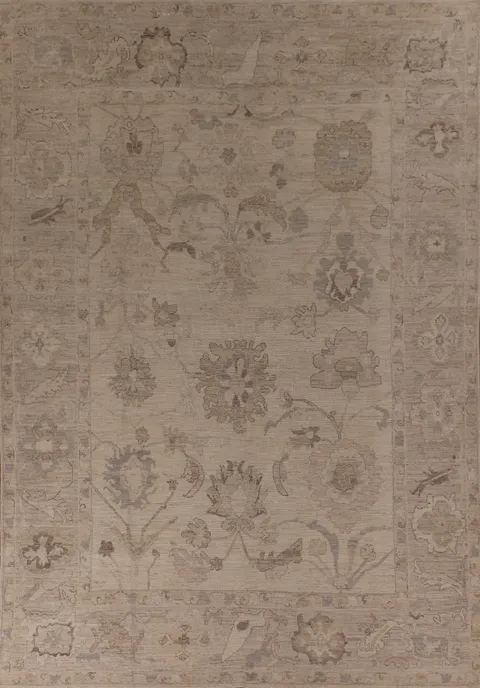 Vegetable Dye Beige Oushak Oriental Area Rug 9x12