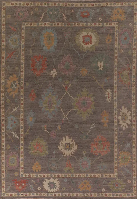 All-Over Gray Oushak Vegetable Dye Area Rug 9x12