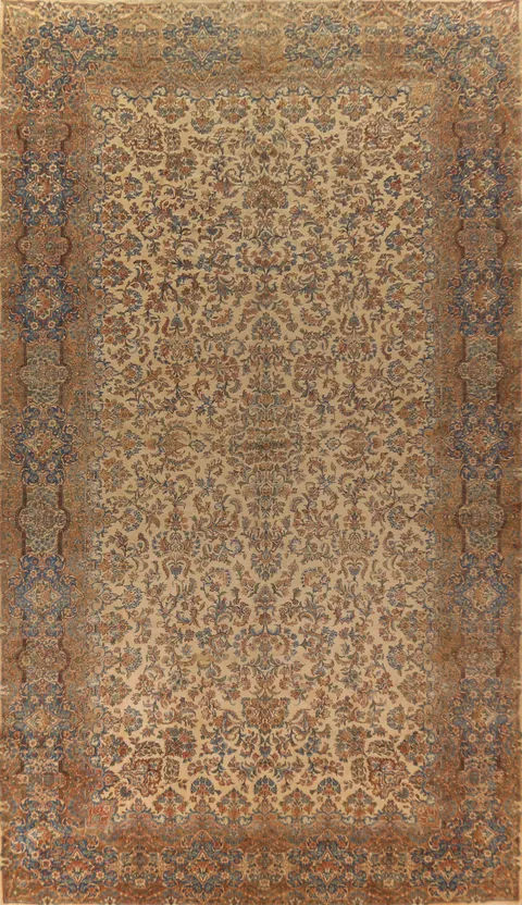 Pre-1900 Vegetable Dye Kerman Persian Large Rug 11x20