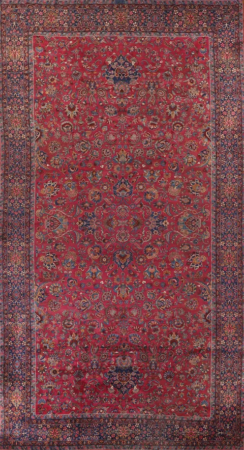 Pre-1900 Antique Kerman Ravar Vegetable Dye Persian Rug 12x21