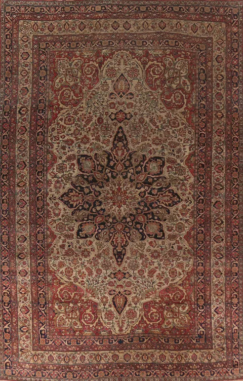Pre-1900 Vegetable Dye Kerman Ravar Persian Large Rug 10x16