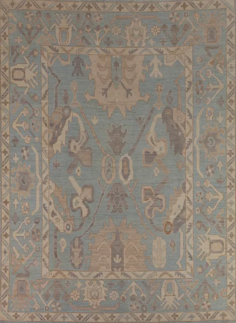 Light Blue Oushak Vegetable Dye Area Rug 8x10