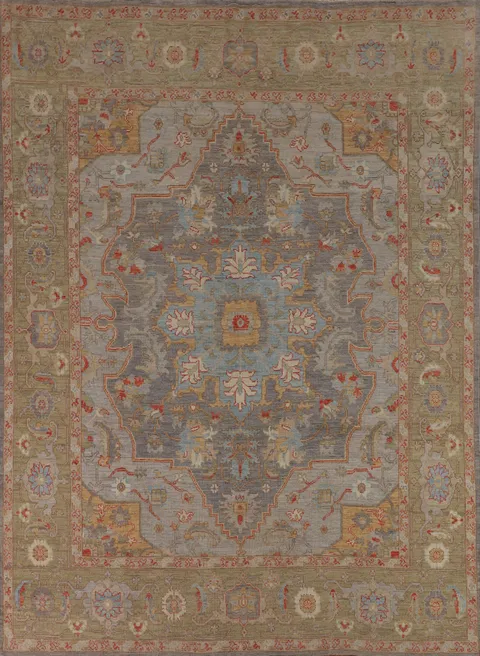 Vegetable Dye Wool Oushak Turkish Area Rug 8x10