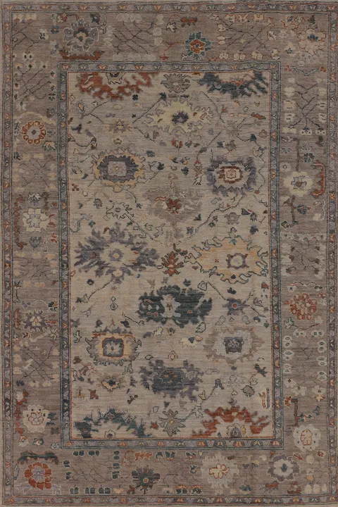 Vegetable Dye Oushak Turkish Area Rug 6x9