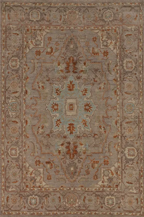 Vegetable Dye Oushak Turkish Area Rug 6x9