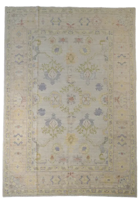 Earth Tone Wool Oushak Vegetable Dye Wool Rug 6x9