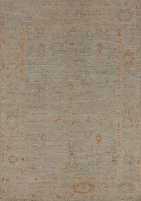 Earth Tone Wool Oushak Vegetable Dye Accent Rug 5x7