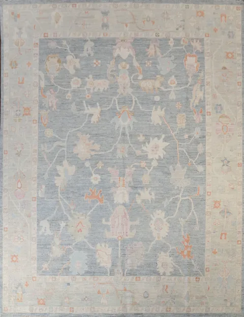 Soft Toned Vegetable Dye Oushak Turkish Oriental Rug 9x12