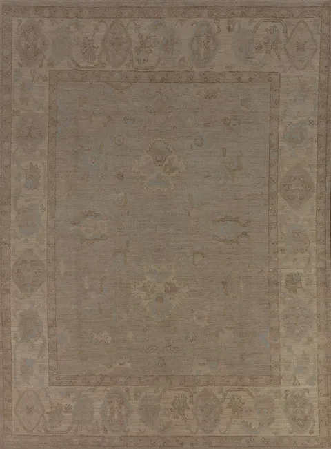 Earth Tone Wool Vegetable Dye Oushak Area Rug 8x10