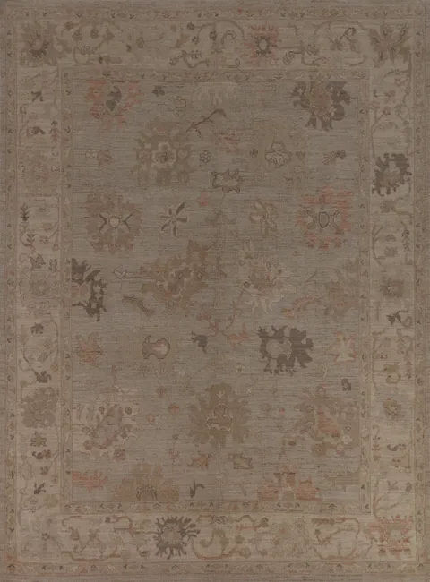 Earth Tone Wool Oushak Vegetable Dye Area Rug 8x10