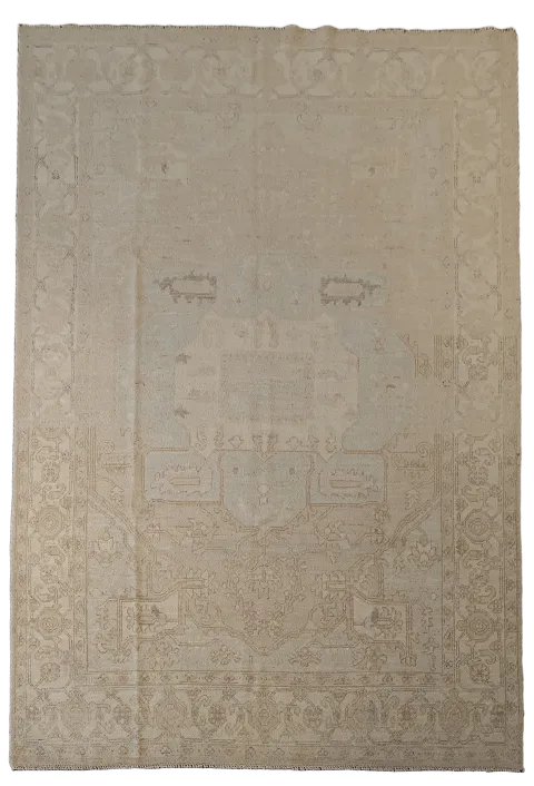 Vegetable Dye Geometric Oushak Wool Area Rug 6x9