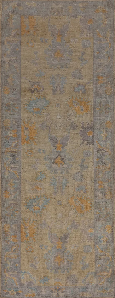 Handmade Wool Oushak Vegetable Dye Runner Rug 3x12