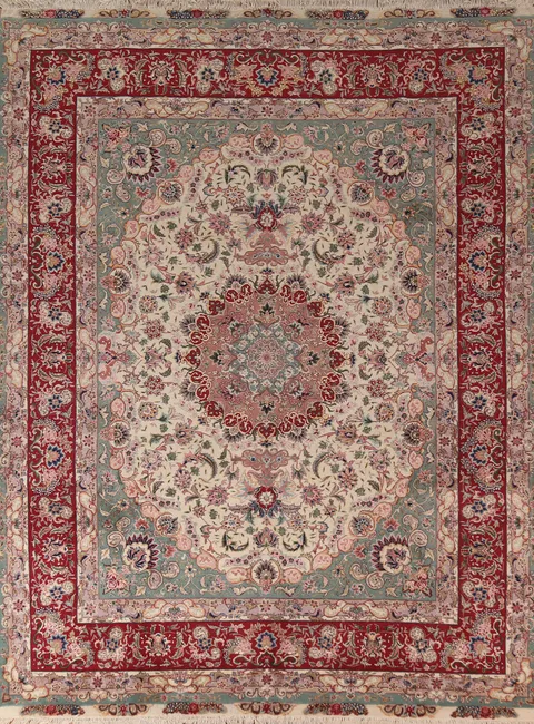 Vegetable Dye Ivory Tabriz Chinese Area Rug 8x11