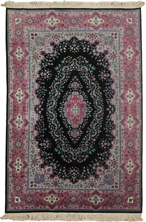 Vegetable Dye Black & Pink Tabriz Chinese Area Rug 6x9