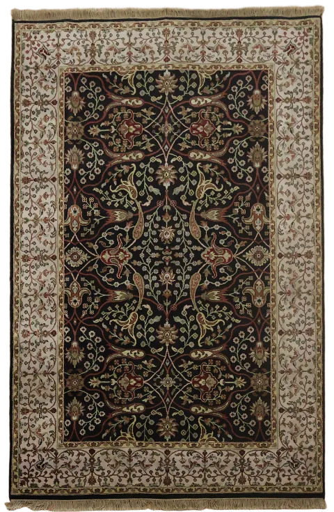 Handmade Black Agra Oriental Area Rug 6x9
